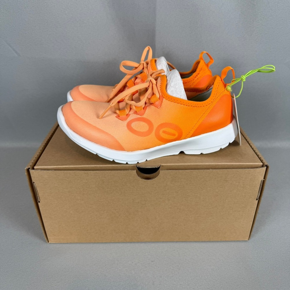 Oofos OOmg Sport LS Recovery Sneakers Womens 5 Glow Mutare Orange Lace-Up NIB